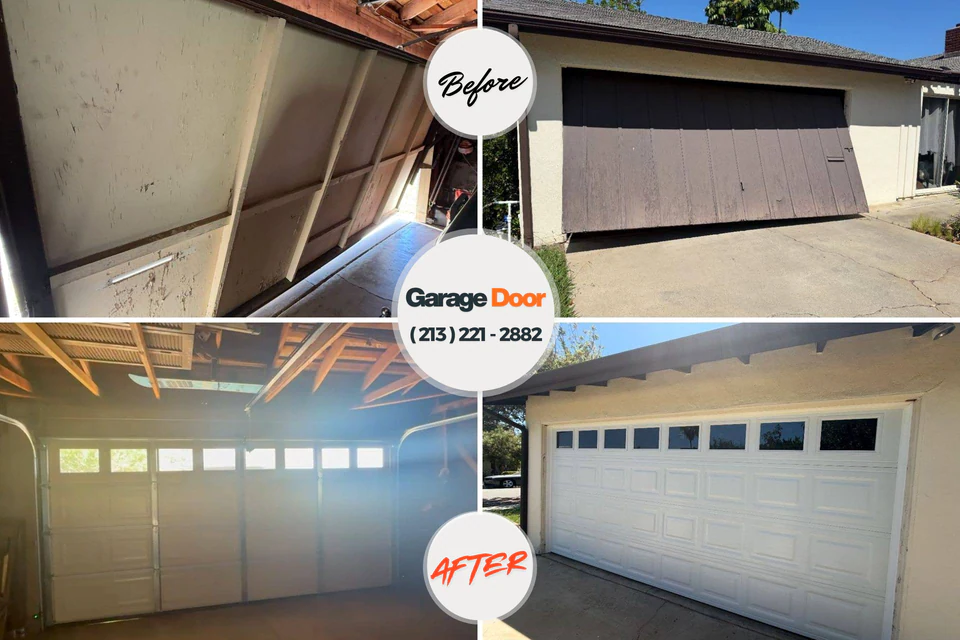 Before and after: garage door repair Brookville, NY